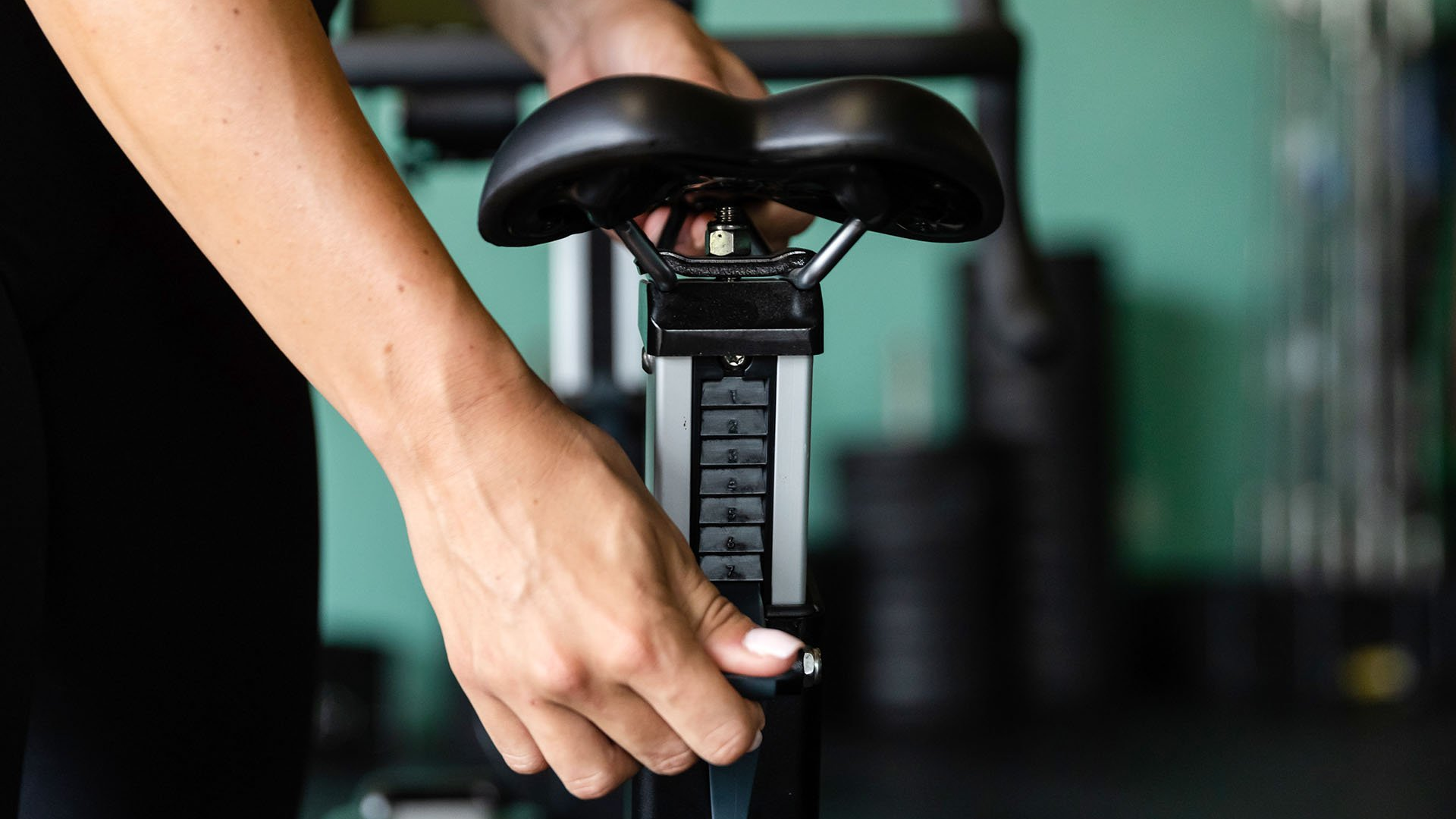 Close up of Concept2 BikeErg seat adjustment