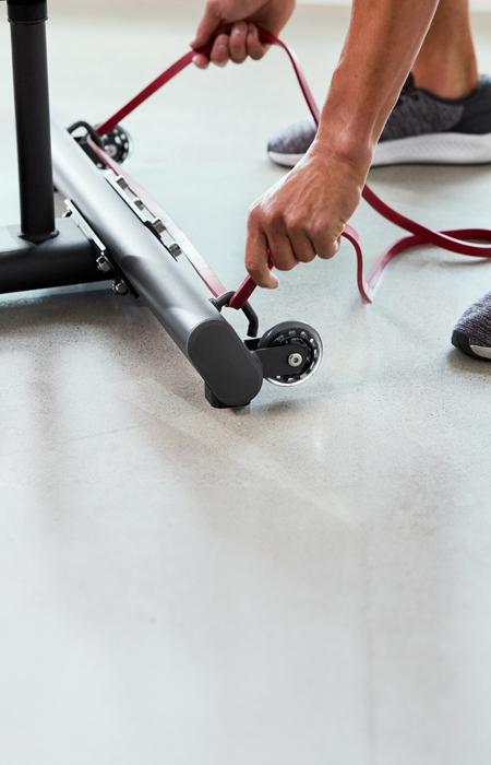 Woman using band attachment