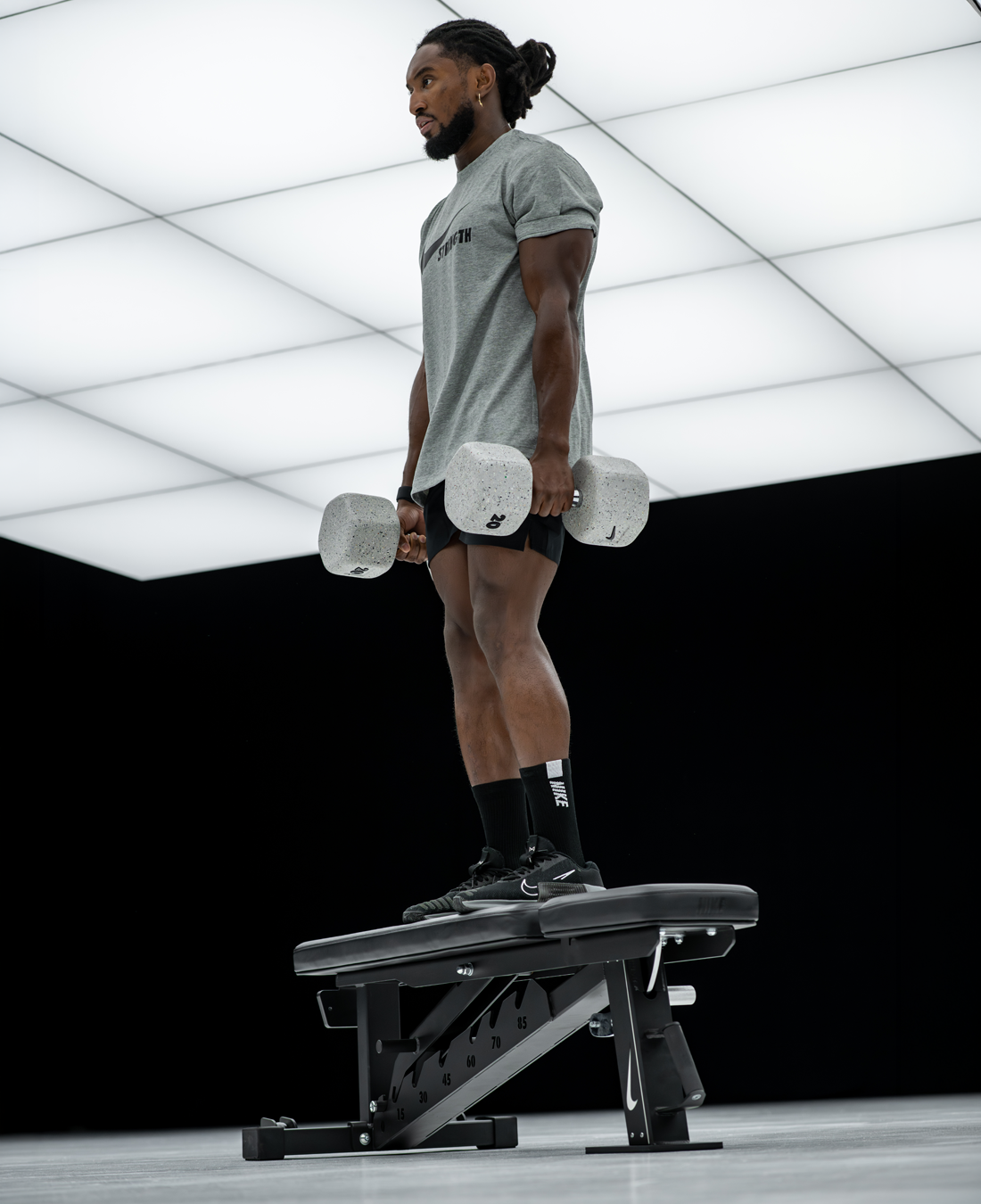 Nike Adjustable Weight Bench stored upright