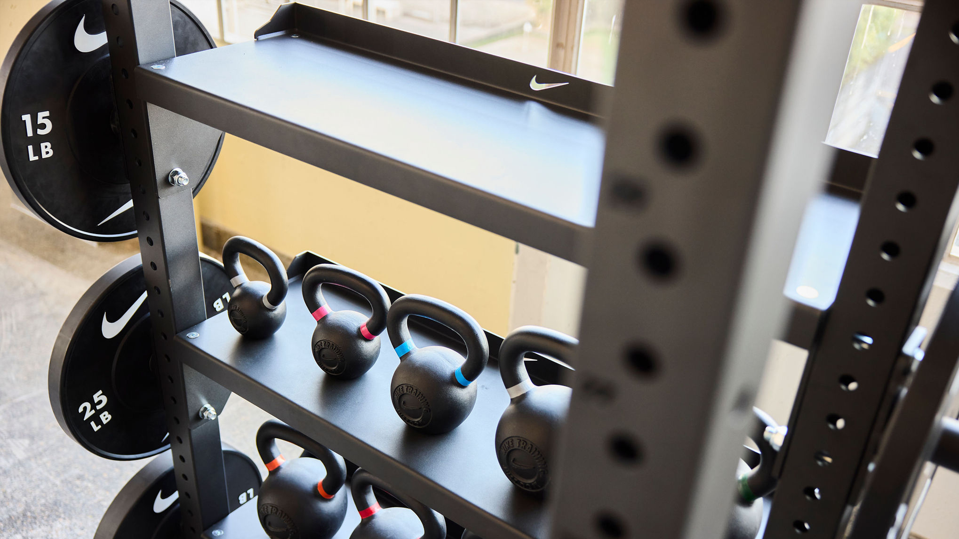 Nike Half Rack Flat Storage Shelf installed inside a Nike Half Rack
