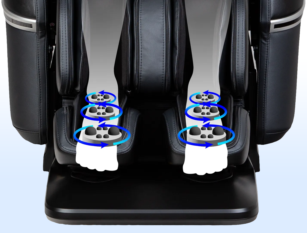 Specialized foot massage rollers in the Osaki Aeris 4D Duo