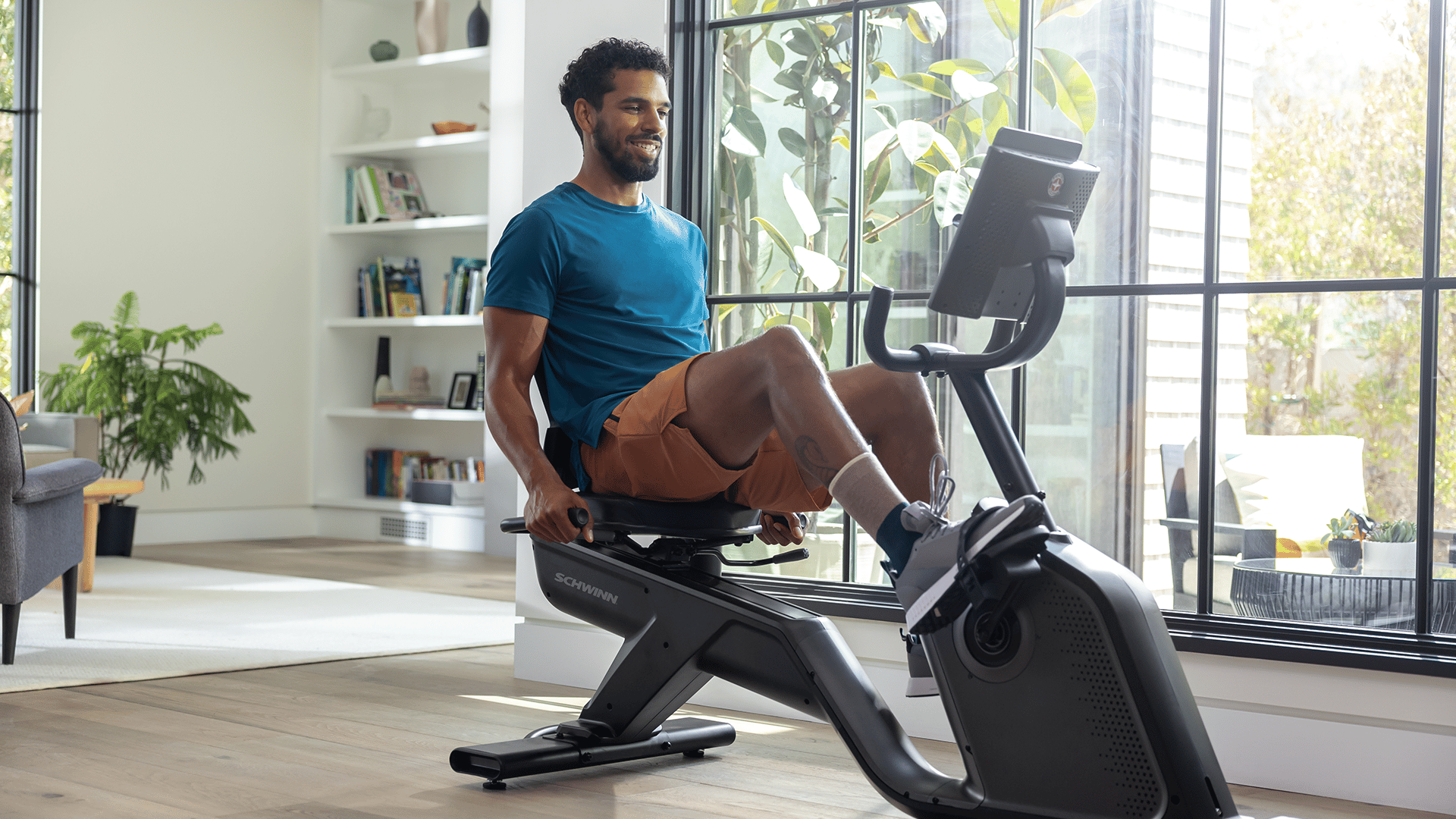Man on Schwinn 290 Recumbent Bike