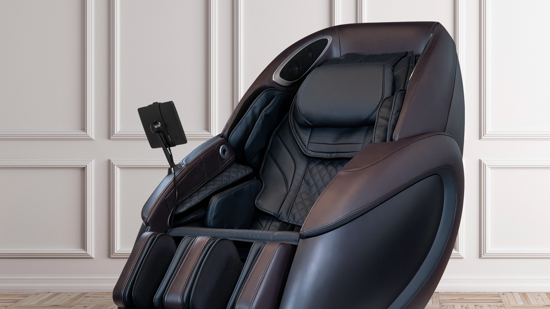 Brown Titan Premium Fleetwood II Massage Chair in living space