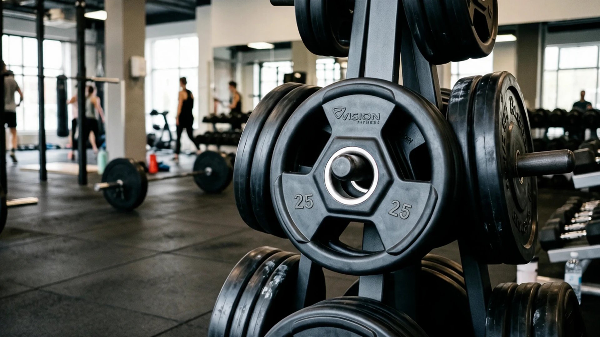 Vision Fitness Olympic Rubber Grip Plate with tri-grip design