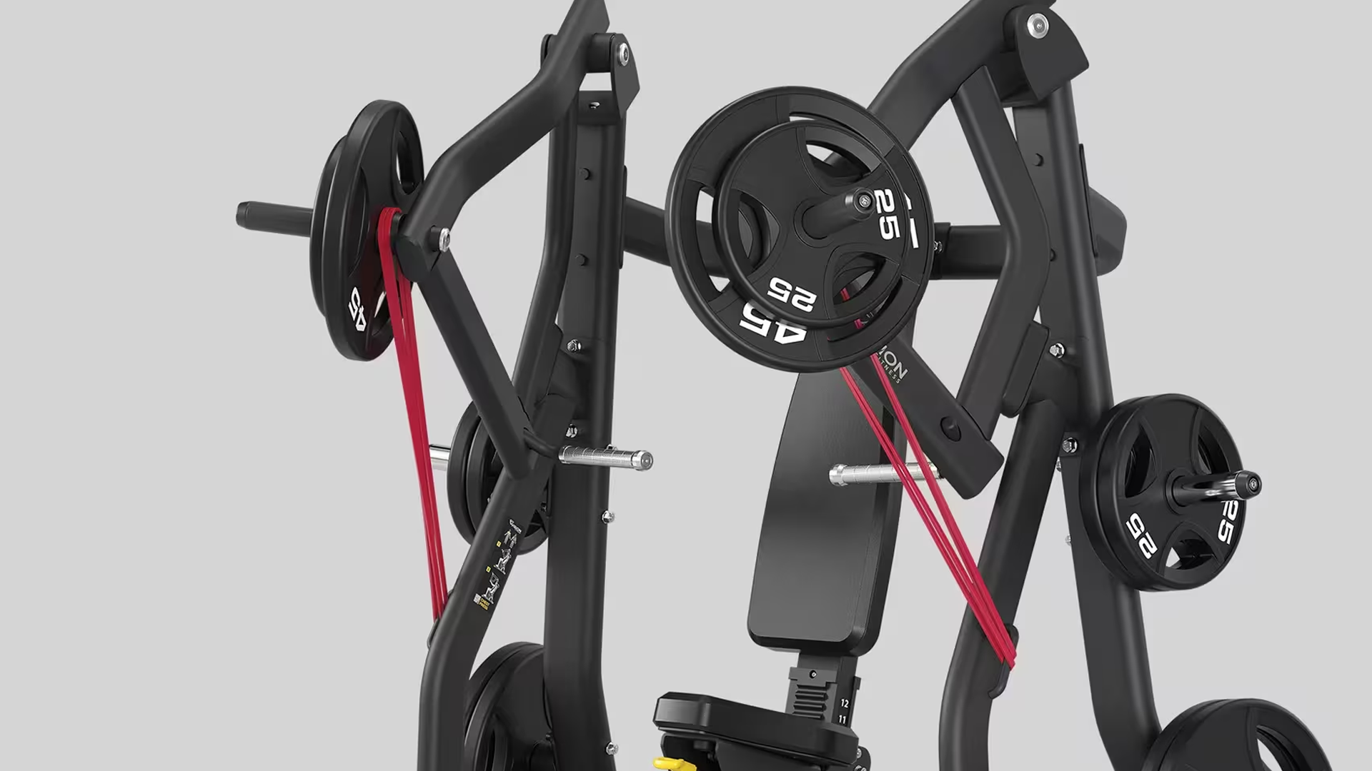 Closeup of Vertical Chest Press with red resistance bands