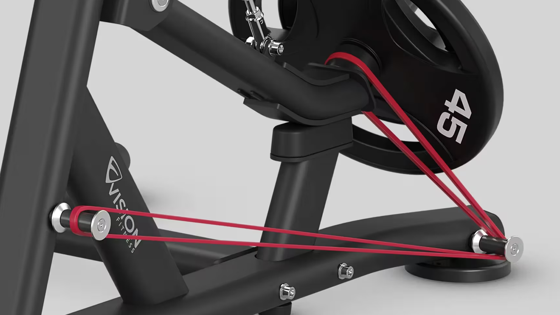 Closeup of Biceps Curl with red resistance bands