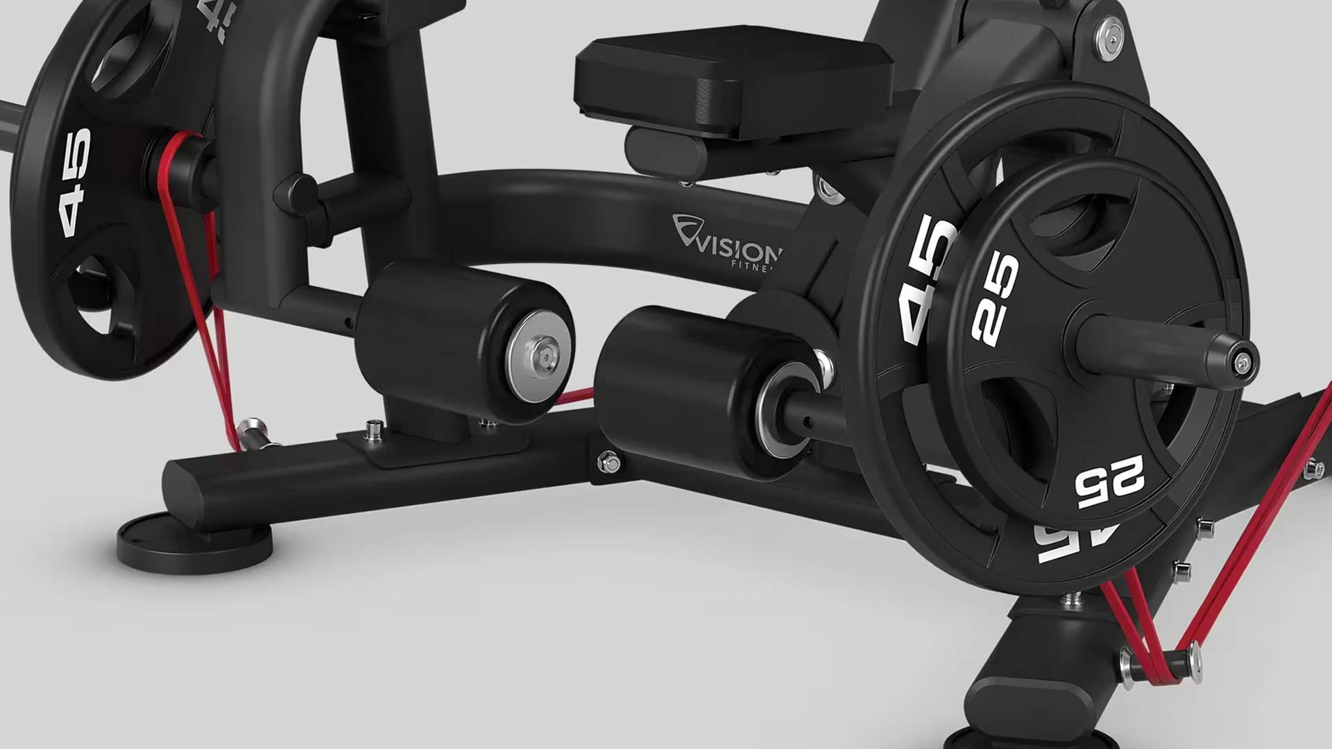 Closeup of Kneeling Leg Curl with red resistance bands