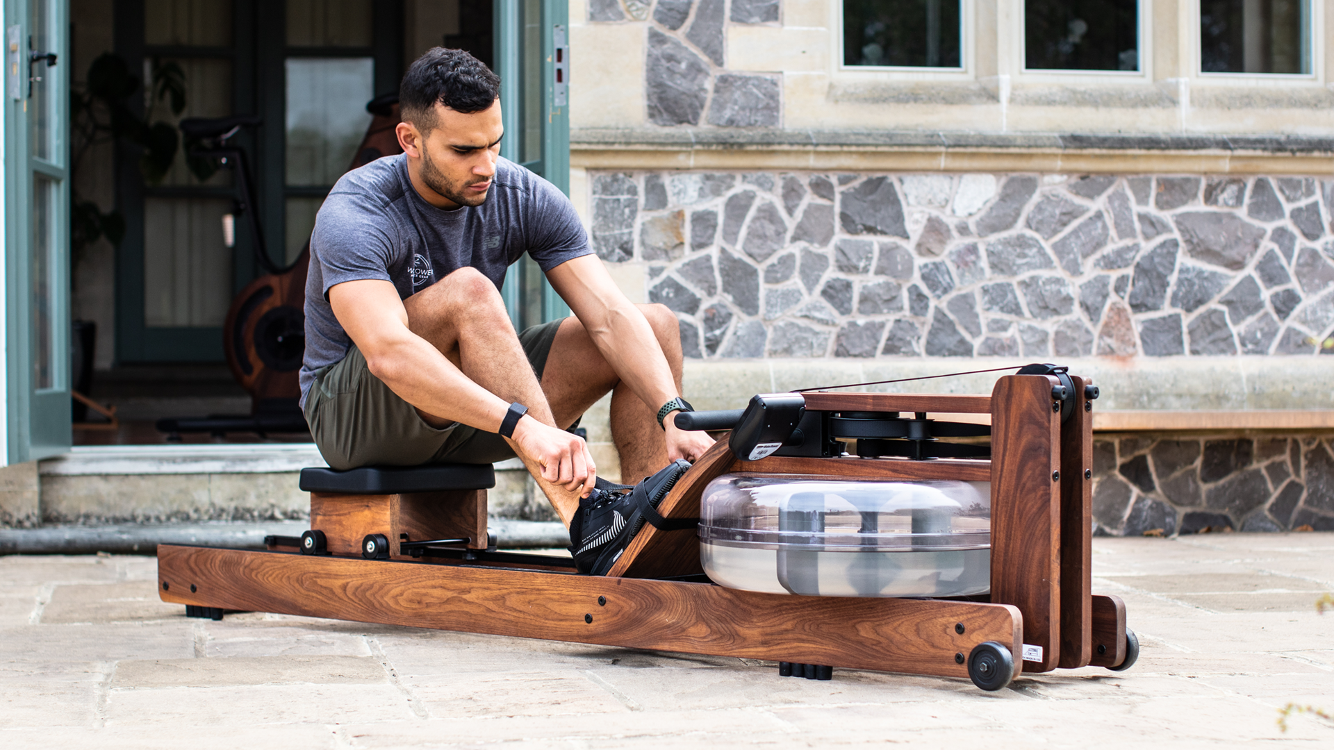 Man on The WaterRower Classic Rower