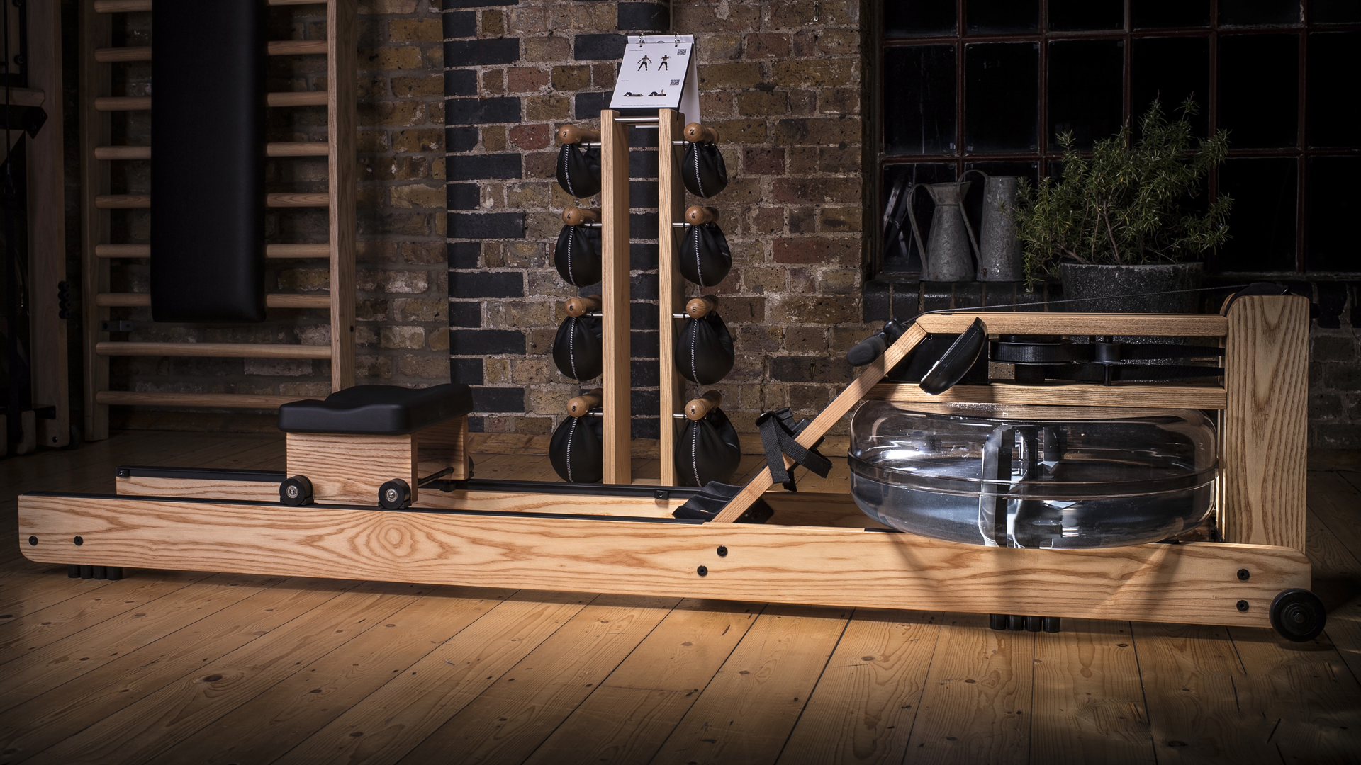 The WaterRower Natural Ash in urban loft gym