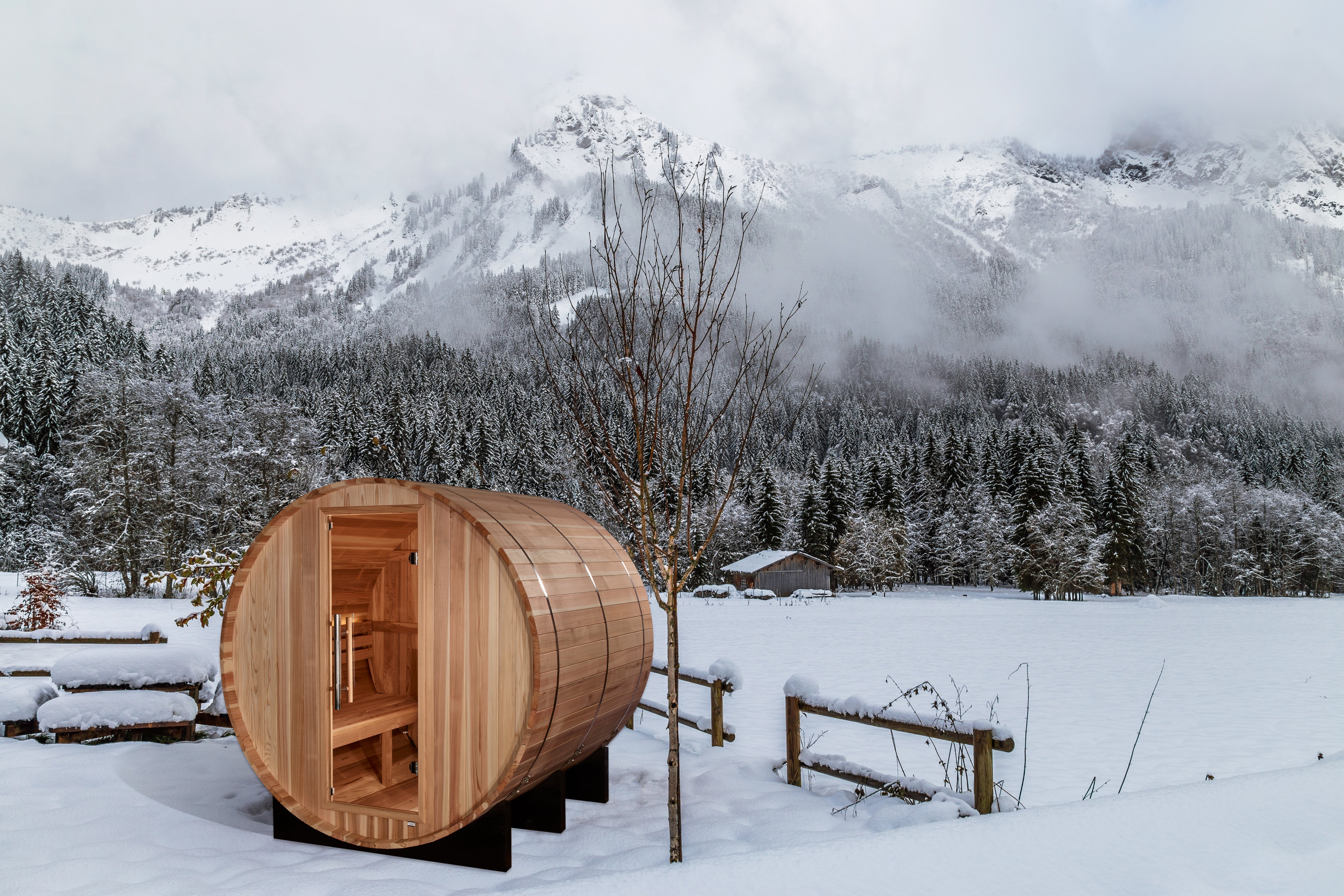 Arosa - Barrel Sauna outdoors in the snow