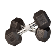 15 lb Rubber Coated Hex Dumbbell
