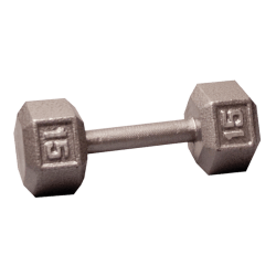 Body-Solid Cast Iron Hex Dumbbell - 15 Lb.