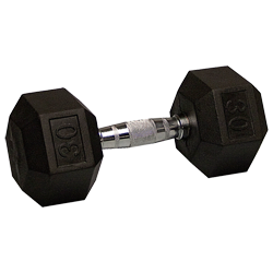 30 lb Rubber Coated Hex Dumbbell
