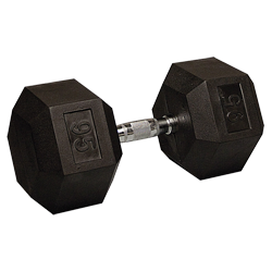 95 lb Rubber Coated Hex Dumbbell