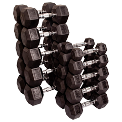 Body-Solid Rubber Coated Hex Dumbbells Sets - 5 to 50 Lb.