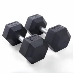Vision Fitness Rubber Hex Dumbbell 5-50lb Set (Straight Handle)