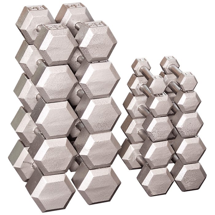 Body-Solid Cast Iron Hex Dumbell Set (2 each): 5, 10, 15, 20, 25, 30, 35, 40, 45, and 50 lb.