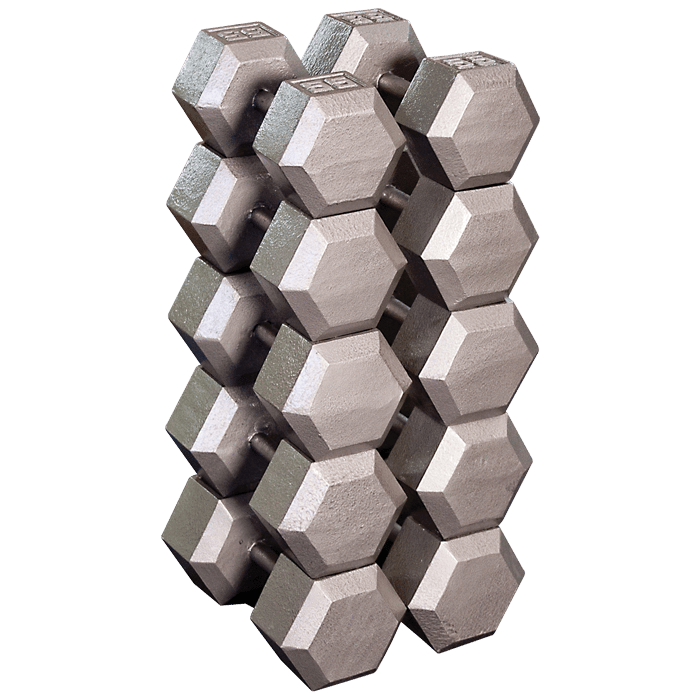 Body-Solid Cast Iron Hex Dumbell Set (2 each): 55, 60, 65, 70, and 75 lb.