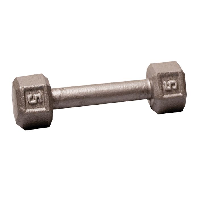 Body-Solid Cast Iron Hex Dumbbell - 5 Lb.