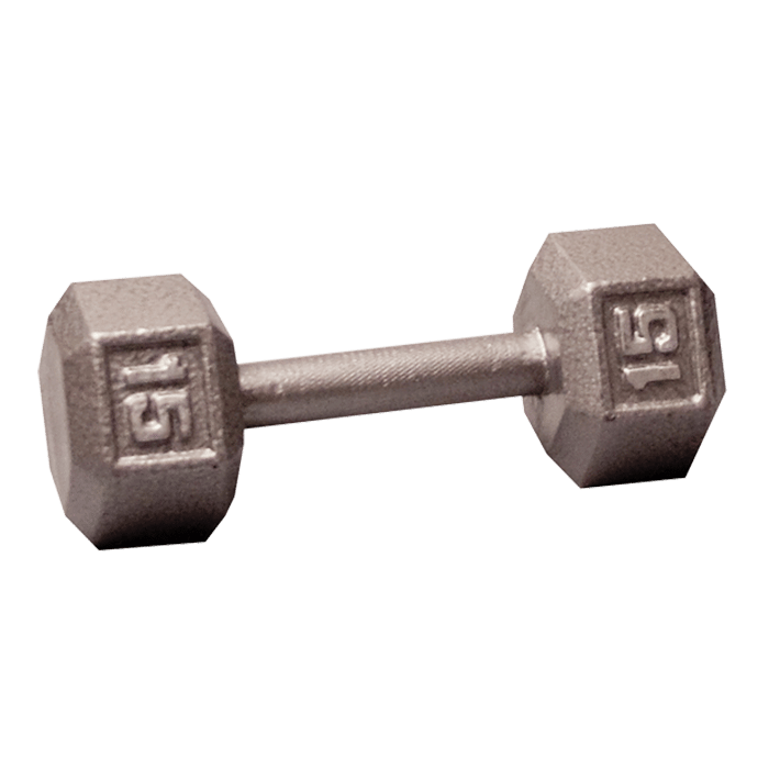 Body-Solid Cast Iron Hex Dumbbell - 15 Lb.