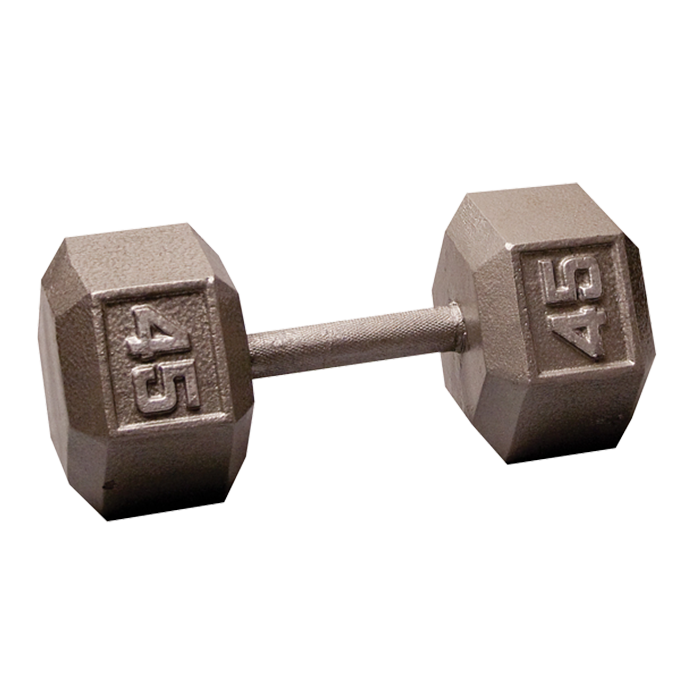 Body-Solid Cast Iron Hex Dumbbell - 45 Lb.