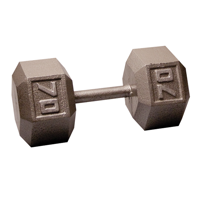 Body-Solid Cast Iron Hex Dumbbell - 70 Lb.