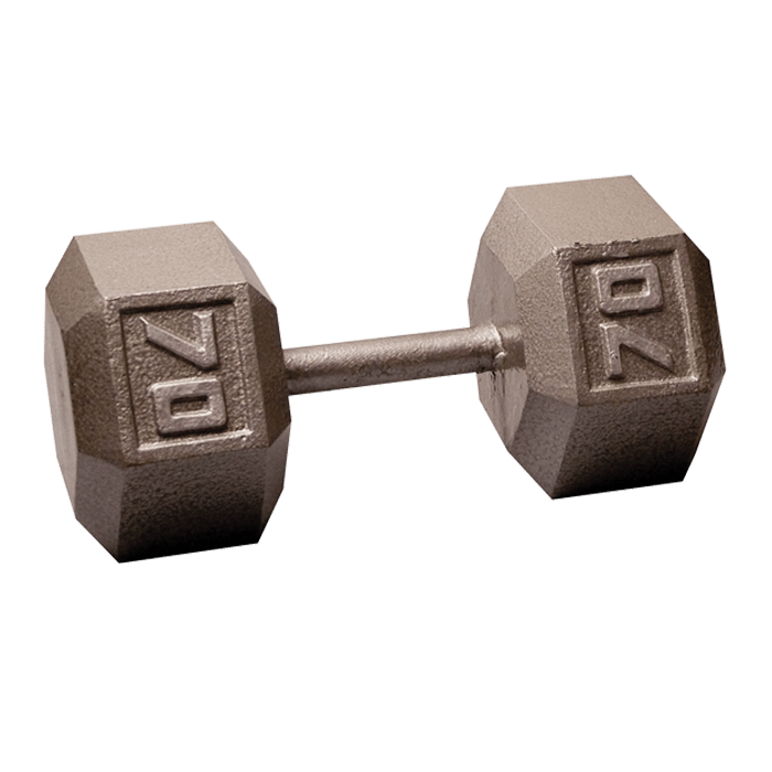 Body-Solid Cast Iron Hex Dumbbell - 70 Lb.