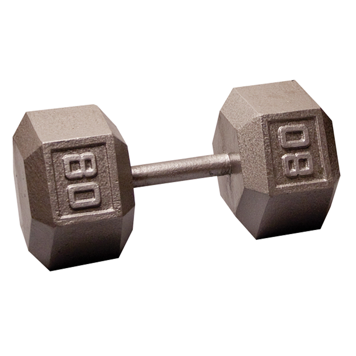 Body-Solid Cast Iron Hex Dumbbell - 80 Lb.