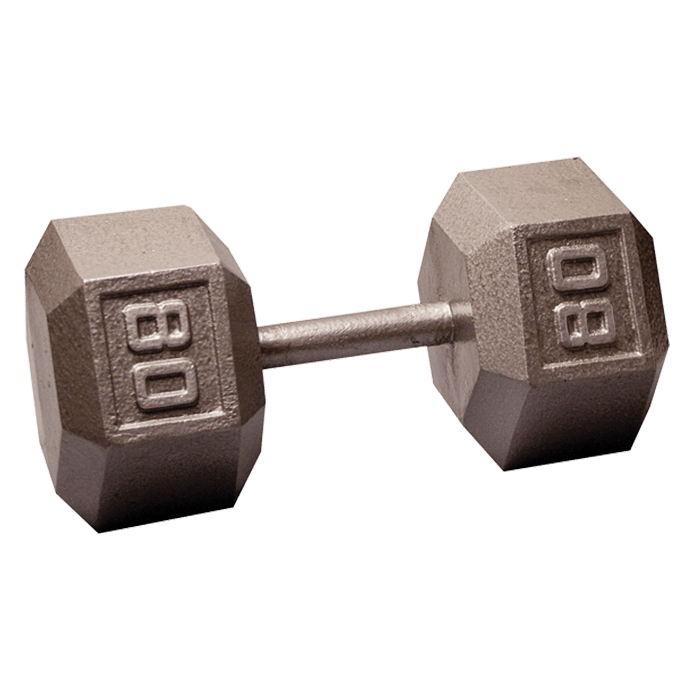 Body-Solid Cast Iron Hex Dumbbell - 80 Lb.