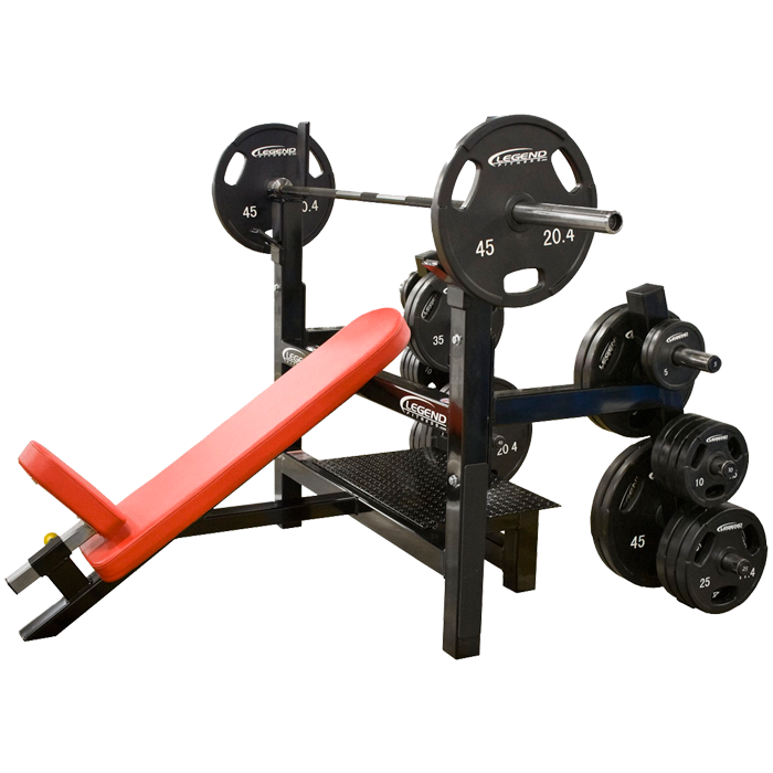 Legend Olympic Incline Bench with Plate Storage