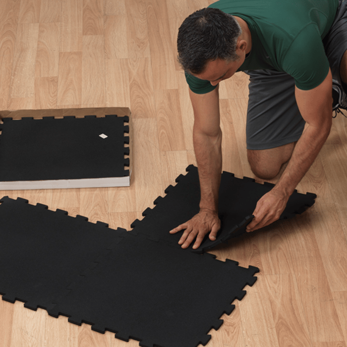 Body-Solid Interlocking Rubber Flooring - Solid Black