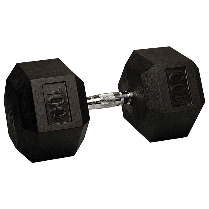 100 lb Rubber Coated Hex Dumbbell