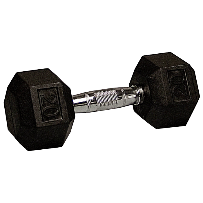 20 lb Rubber Coated Hex Dumbbell