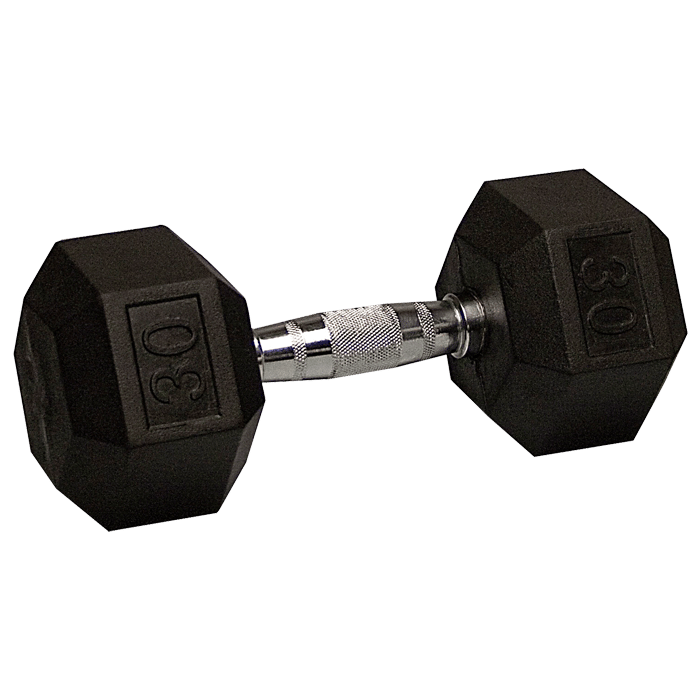 30 lb Rubber Coated Hex Dumbbell