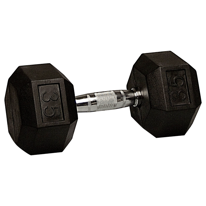 35 lb Rubber Coated Hex Dumbbell