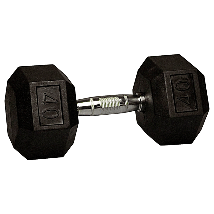 40 lb Rubber Coated Hex Dumbbell