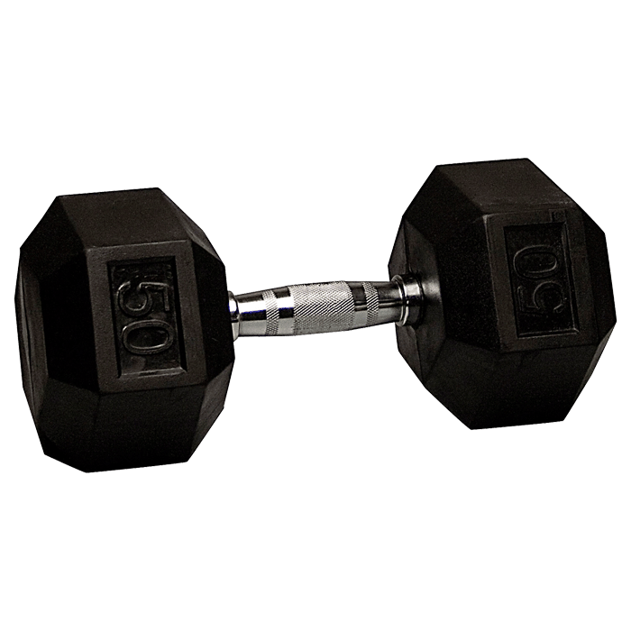 50 lb Rubber Coated Hex Dumbbell