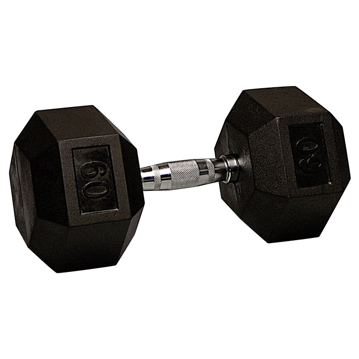 60 lb Rubber Coated Hex Dumbbell