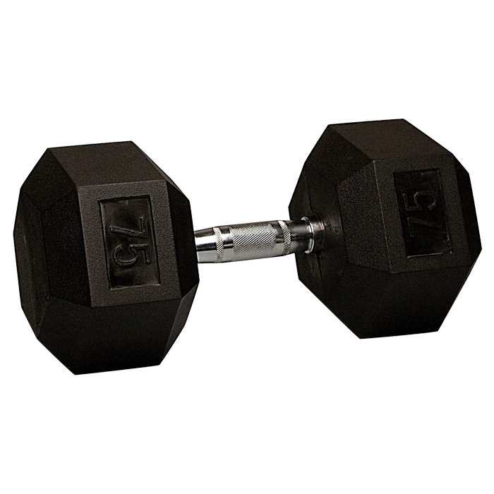 75 lb Rubber Coated Hex Dumbbell