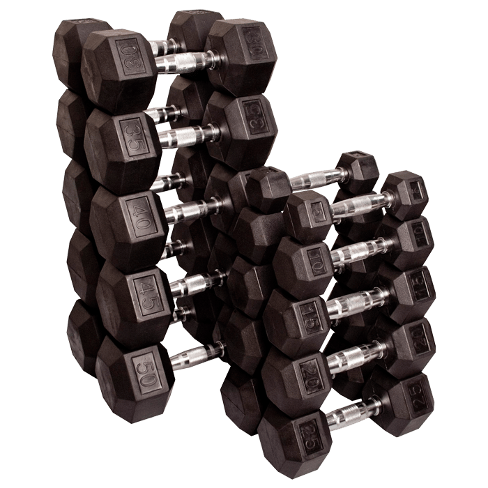 thumbnail image 2 of Set Of 2 Coated Rubber Hex Dumbbells – Multi-Weight Stylish & Lasting Gym Equipment 2 of 3