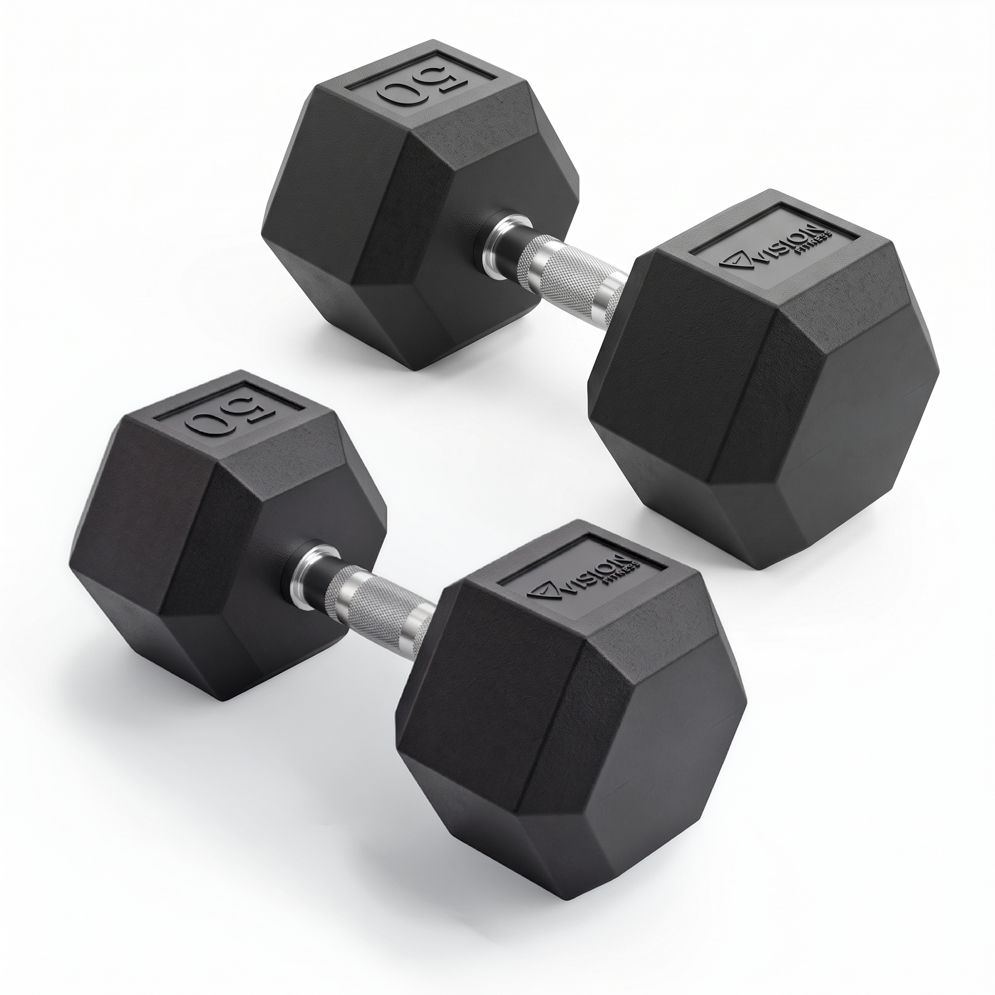 Vision Fitness Rubber Hex Dumbbell 5-50lb Set