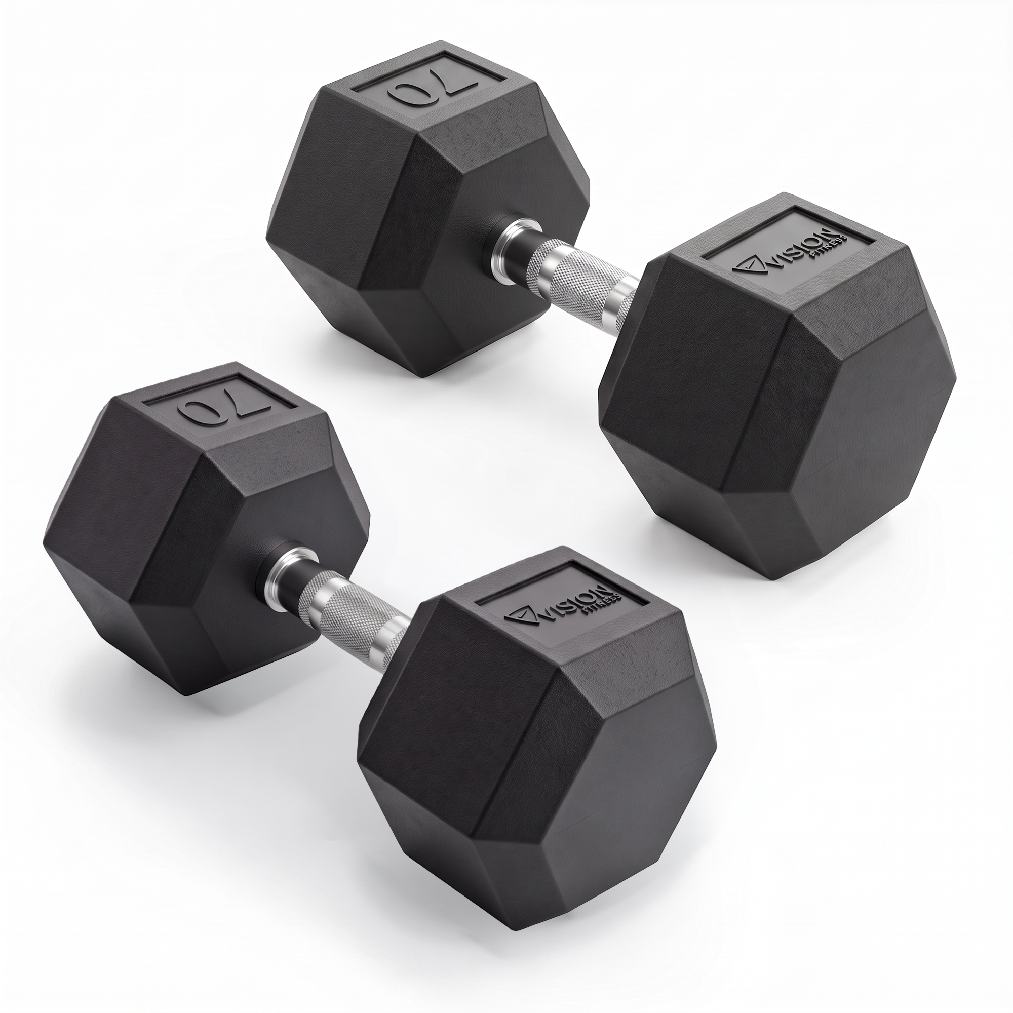 Vision Fitness Rubber Hex Dumbbell 55-100lb Set