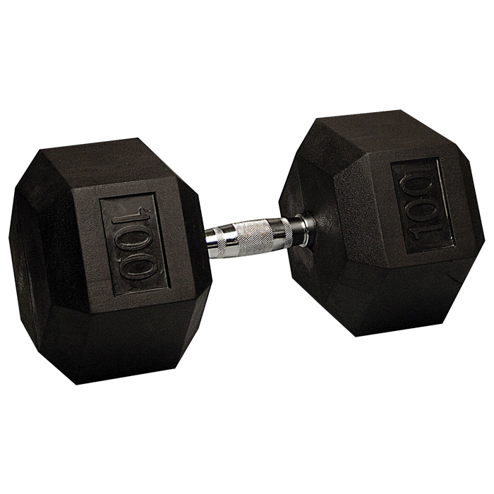 Body-Solid Rubber Coated Hex Dumbbells 3-100 lbs.